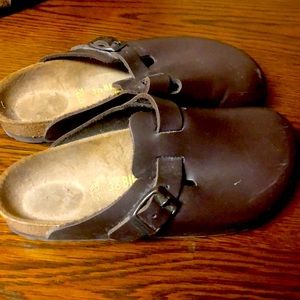 Brown Birkenstock slip on shoes
